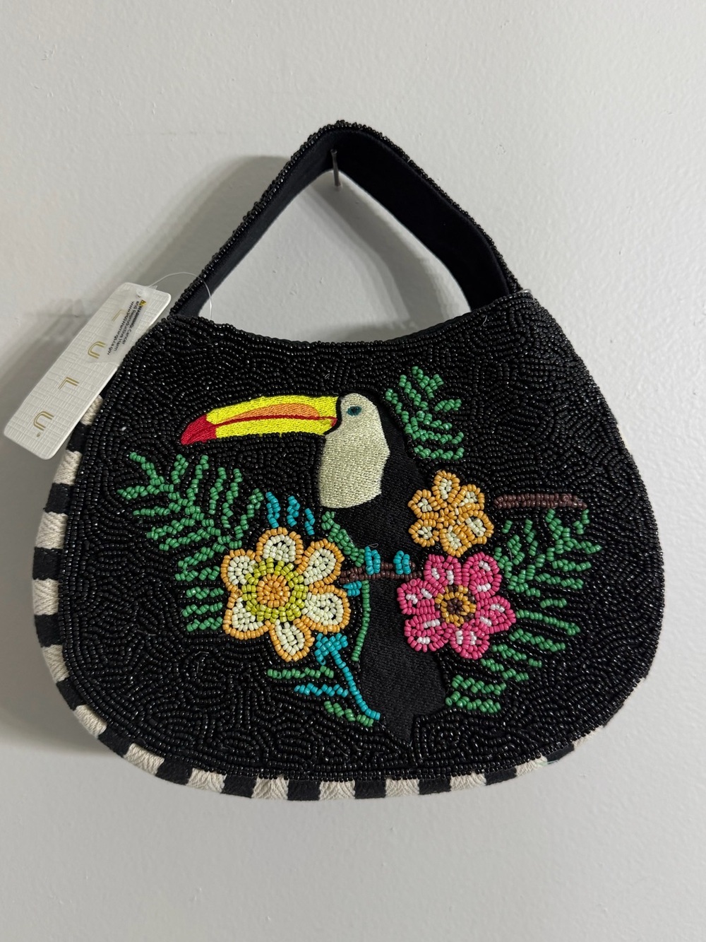Lulu Handbeaded Tropical Toucan Shoulder Bag